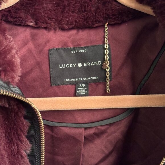 Lucky Brand Merlot Funnel Neck Faux Fur Jacket - Picture 7 of 8